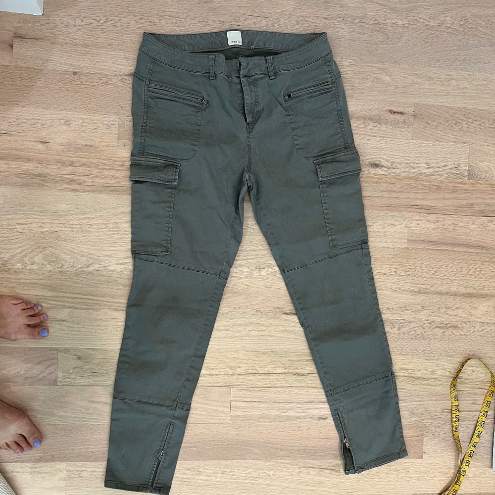 Ecru khaki green cargo pants